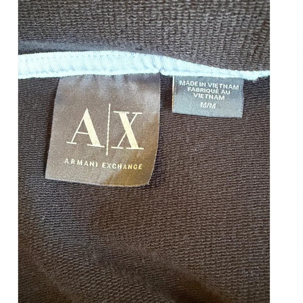 Armani Exchange Mens Black Full Zip Logo Tape Hoodie Sweatshirt Medium Fall 2014